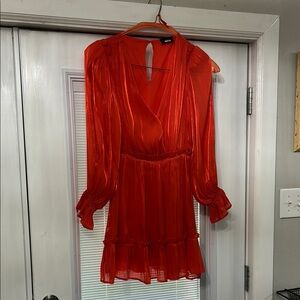 Chic Red Long Sleeve Dress